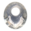 Bjerg krystal, oval, facet, stort hul, 15x13mm, 1 stk.